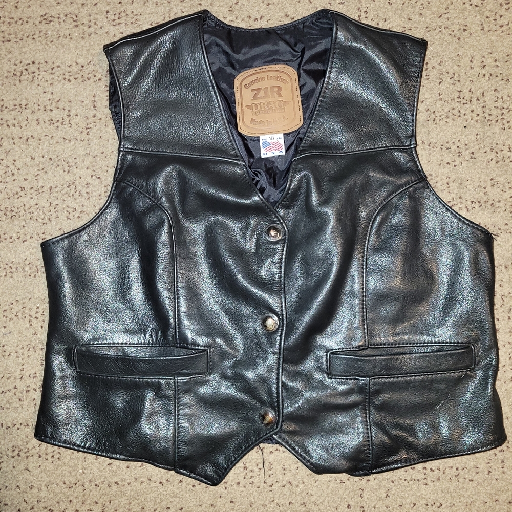 Ladies Z1R Drag Specialties leather motorcycle vest